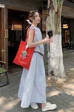 休闲减龄工装无袖半身裙套装女夏2025新款两件套慵懒风韩系高级感，女装套装/套裙，2C166