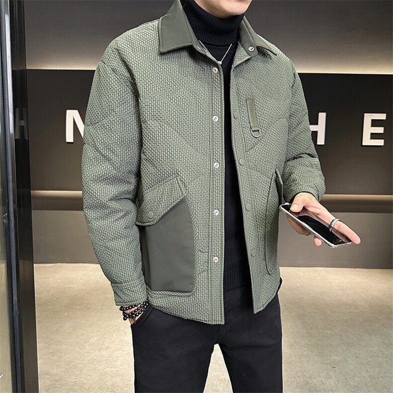 轻薄羽绒服男冬季2025新款口袋拼接翻领男装外套A313-C977-P175,男装羽绒服,电商A313