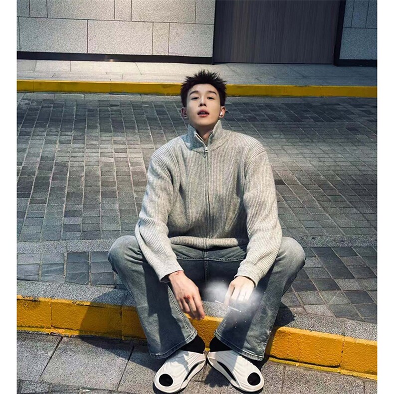 网图秋冬加厚外套男已下单2W件拉链立领针织开衫毛衣-A2342TP45，男装针织衫/毛衣，电商B241