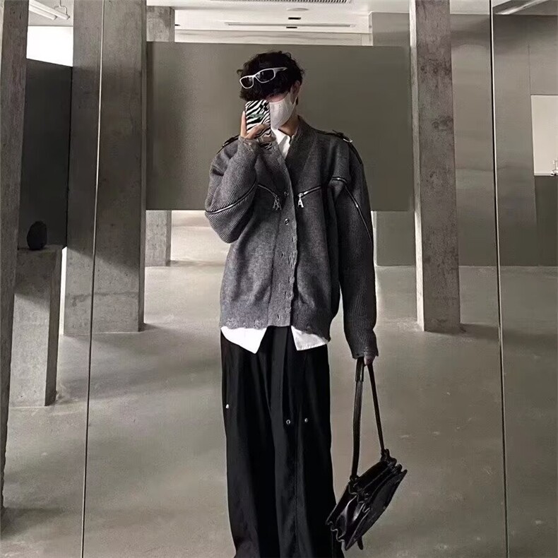 A188-P54日系复古开衫毛衣男秋冬款新中式针织衫冬季高级感,男装针织衫/毛衣,电商B323A
