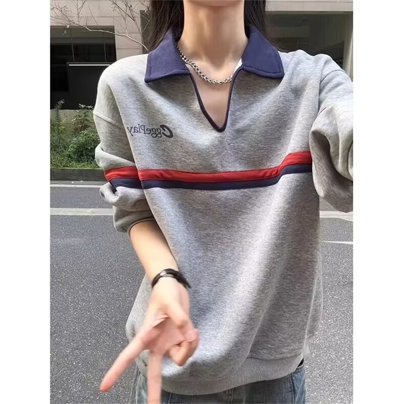 YT14-P48文艺潮流气质新款流行百搭日系长袖POLO慵懒ins时尚,男装Polo衫,电商B323A