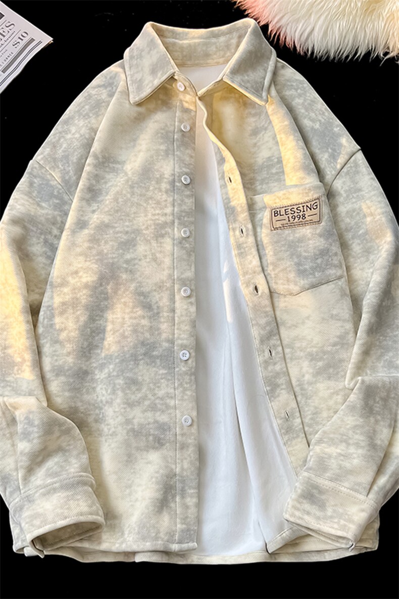 8XL-M秋冬款加绒加厚衬衫男做旧脏脏保暖外套大码衬衣CS29002P65,男装衬衫,电商B312