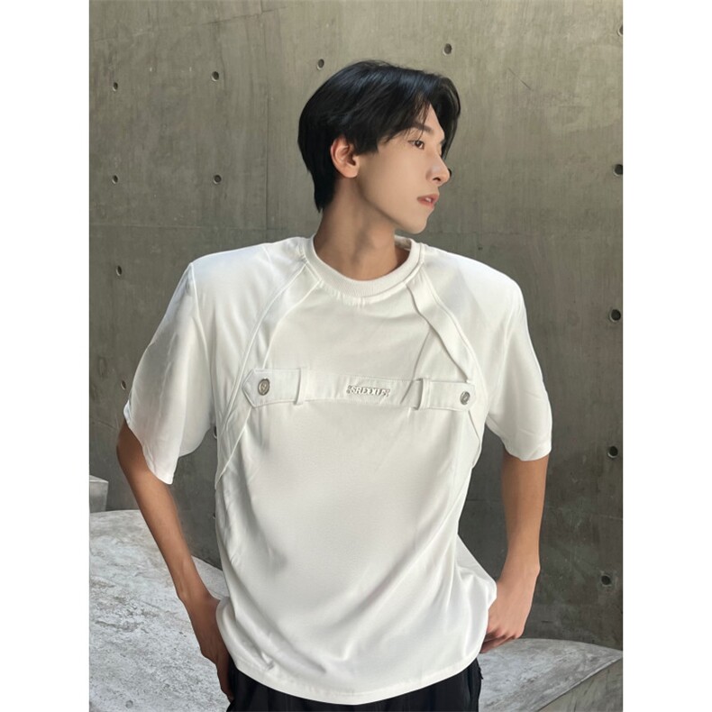 <自家图>夏季小众高级感结构设计垫肩短袖T恤FC15-P40,男装T恤,星座1109-4
