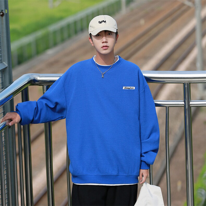 W2202-P58控78秋季日系港风假两件华夫格圆领卫衣外套320克重，女装短外套，电商A036A