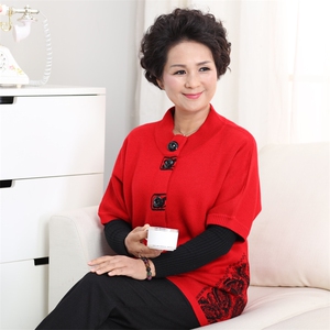 2024年秋季时尚潮流半高圆领倒福字妈妈羊毛衫图片