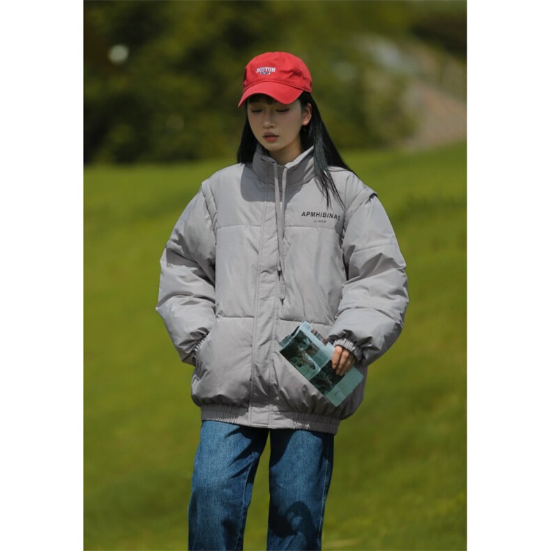 A568-P95冬季立领字母棉衣男女棉服防风上衣同款袖子可拆卸,男装棉衣,星座911