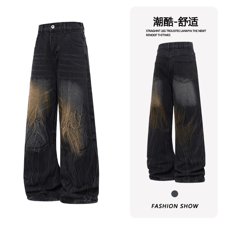 B221 美式ins高街暗黑小众解构加厚直筒牛仔裤 LK24353-特P48控78图片