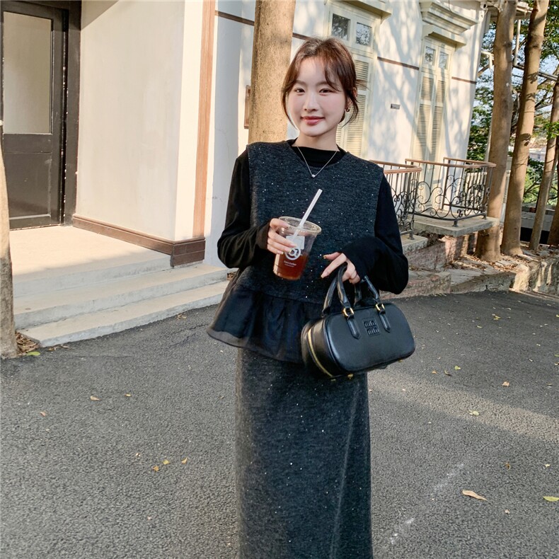 2026年春季新款高级感毛呢时尚套头马甲三件套装女气质套裙,女装套装/套裙,艾米莉亚