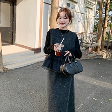 2026年春季新款高级感毛呢时尚套头马甲三件套装女气质套裙，女装套装/套裙，艾米莉亚