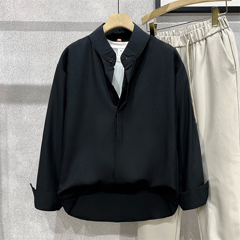 衬衫男长袖春秋上衣潮流轻熟男男装丝光宽松休闲白衬衣A652/P38,男装衬衫,星座506