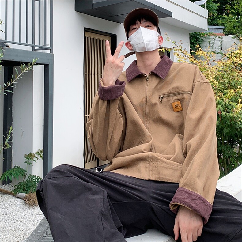 美式底特律工装夹克男2024新款春秋季高级感痞帅外套休闲宽松上衣图片