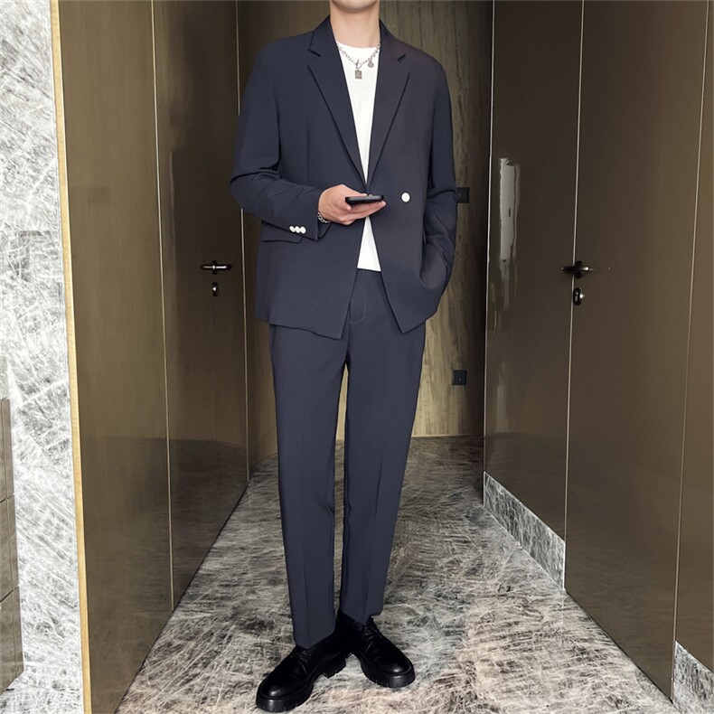 痞帅休闲潮流宽松轻熟风学院风西服套装男士网红外套秋冬款，男装休闲套装，星座505-2（原电商A260-1)