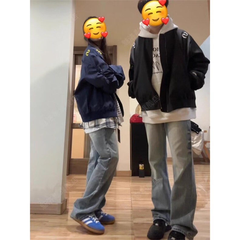 网络图，棒球服外套情侣款宽松美式飞行员夹克XZ302B-1-JK643P60,男装夹克,星座302B-1
