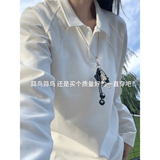 抖音得物高品质美式高街重磅曼巴棉结构螺纹拼接翻领卫衣长袖T恤，男装T恤，电商A486
