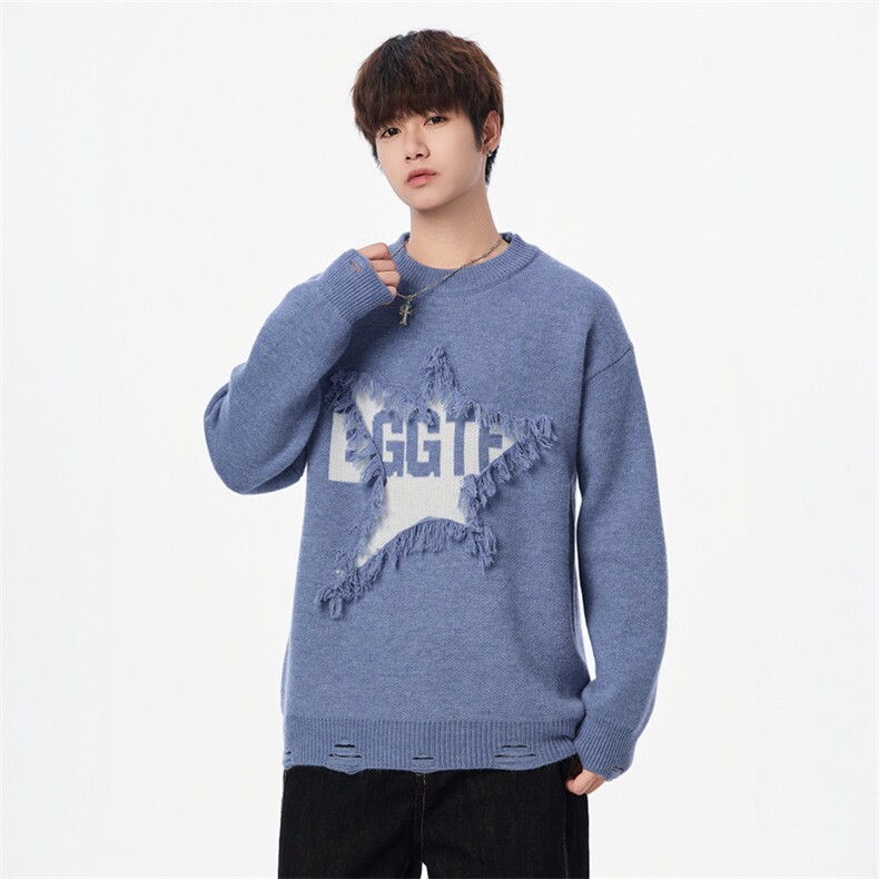 25739-P53秋季时尚圆领毛衣外套男士针织衫星星内搭打底衫，男装T恤，电商D310B
