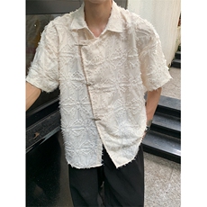 CS20-特P48不是网图有原图盗图新中式风宽松休闲短袖衬衫，男装T恤，电商B327