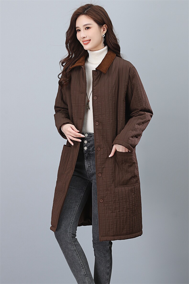 2023年秋冬单排扣中长款棉大衣,女装棉衣/棉服,小林双子