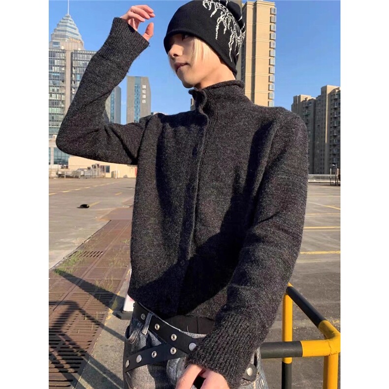 美式复古宽松慵懒风开衫毛衣外套秋冬款街头连帽1008-L25222-P55,男装针织衫/毛衣,星座1008