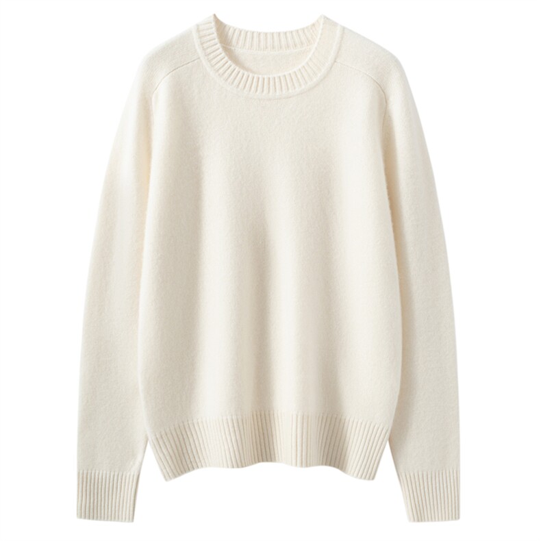 2025春秋新款羊绒衫女100纯山羊绒圆领简约时尚百搭套头针织上衣,针织衫/毛衣,萨奥羊绒