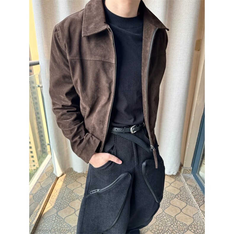 网图短款麂皮绒夹克秋季时尚外套1209-1-JK27-P78，男装夹克，星座1209-1