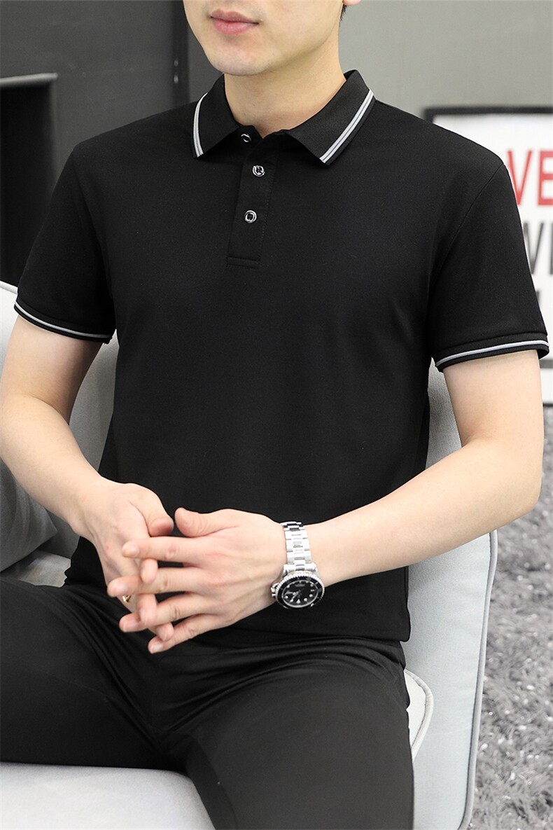 2023夏季休闲翻领polo衫男生痞帅休闲百搭短袖T2301P35,男装T恤,星座914
