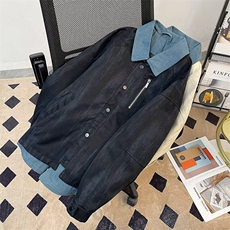 牛仔拼接假两件翻领外套男春秋痞帅衬衫领夹克上衣潮2877P100，男装夹克，星座410-2