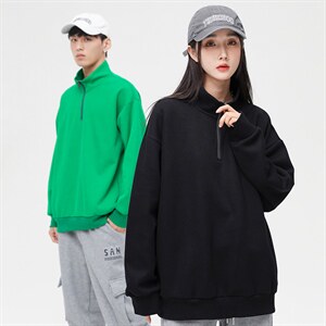 秋季新款基础纯色潮流宽松半高领休闲卫衣情侣款A305-EY-3617-P65图片