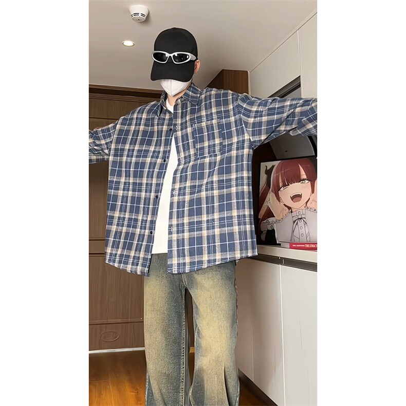 厚款小香风格子衬衫男生长袖衬衣KD612-P5078图片