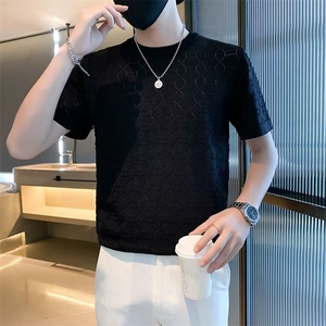 潮流T恤夏季男ins圆领时尚原宿百搭纯色五分袖图片
