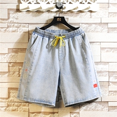 XZ103A-D091-P45-限价68日系砖墙大码拼接牛仔短裤肥仔，男装牛仔裤，星座103A