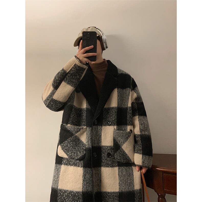 秋冬呢大衣双面穿外套加绒夹克加厚外套长款1016-1W97P168K198,男装夹克,星座1016-1（原电商B408-1）
