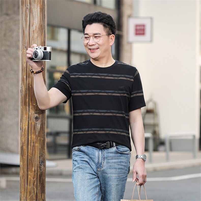 夏季新款中年男士短袖t恤薄款男装时尚休闲修身打底衫上衣服体恤,男装T恤,电商B212（原钱塘6029）
