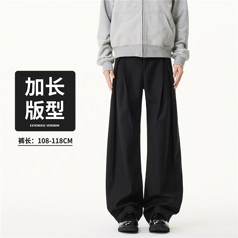 高个子加长美式双压褶A字形垂感休闲西裤高级宽松拖地裤K918/P73图片