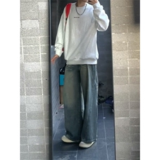 【网图】B221美式ins高街重工艺宽松微喇牛仔裤LK24391-特P52控88，男装牛仔裤，电商B221