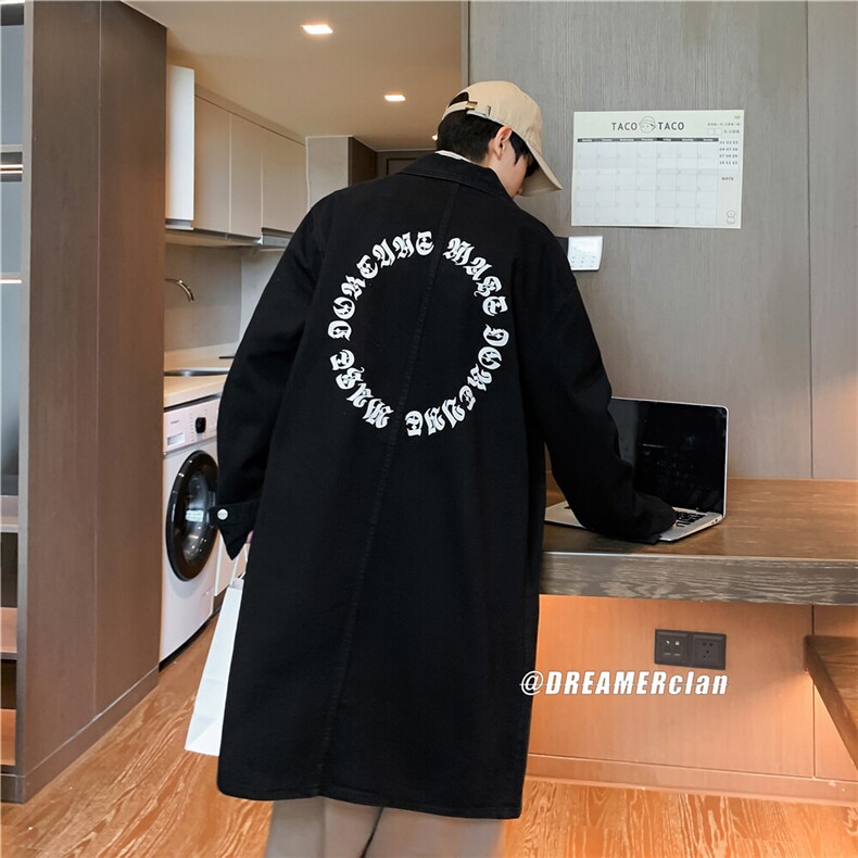 FY677-78限价118日系风衣港风长款大码宽松衣服休闲潮流秋季过膝，男装风衣，星座116