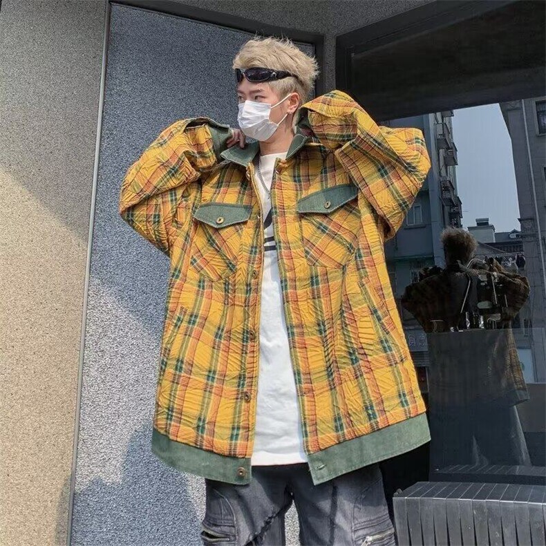 D842-P70春季新款黄色夹克男美式复古上衣外套高街情侣上衣潮,男装夹克,星座603-2