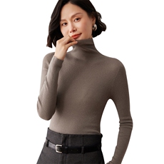 秋冬新款洋气时尚百搭显瘦女款精纺一线成衣高领35%羊绒衫，女装羊绒衫，艾巧羊绒
