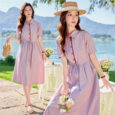 6302时尚气质条纹显瘦连衣裙，女装连衣裙，倪叶myz