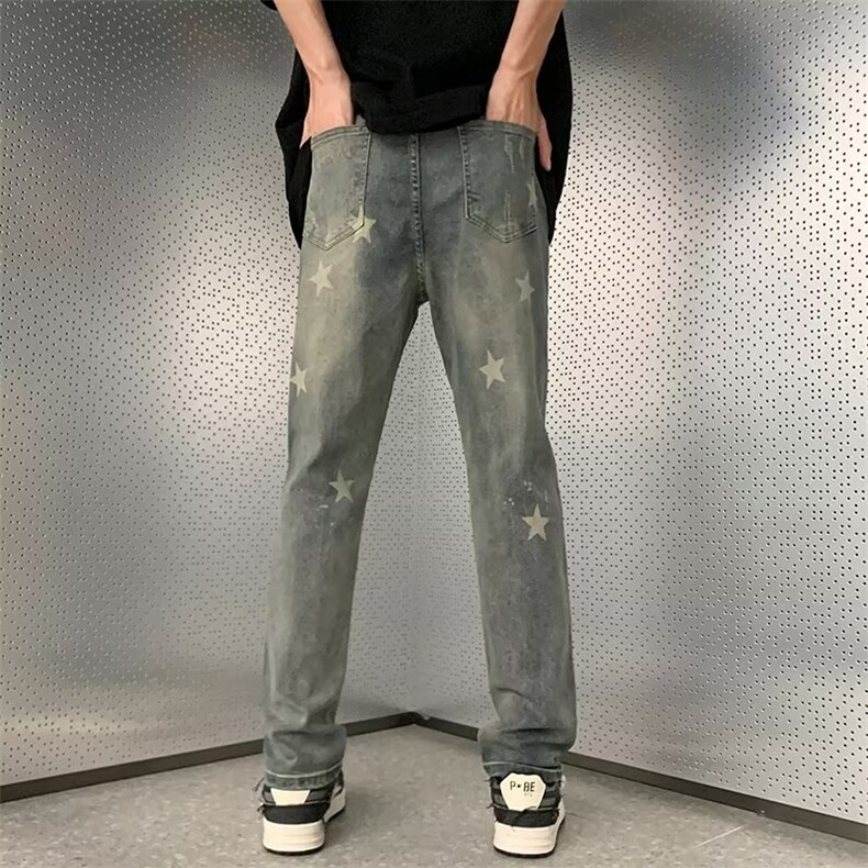 美式vibe裤子高街水洗牛仔裤男设计感小众拉链裤N756P58,男装牛仔裤,星座1116-2