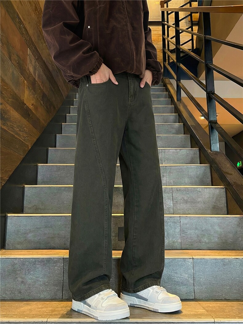 美式纯棉微喇裤子男新款宽松牛仔裤男士复古修身微喇长裤,男装牛仔裤,星座302A-2