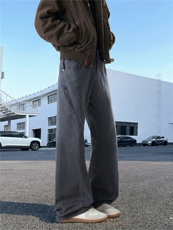 纯棉美式微喇牛仔裤男款灰色2026新款纯棉军绿色高街修身裤子男，男装牛仔裤，星座302A-2