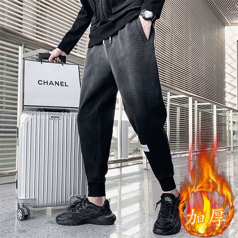 黑色2024冬装男士青年加厚束脚运动裤男潮K149加厚-P90 控128图片