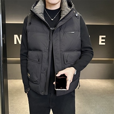 男士马甲连帽秋冬外穿羽绒服马夹韩版潮流坎肩外套M8076-P130，男装羽绒服，电商A239