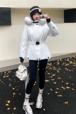 现货现货！2025冬新工装防风保暖收腰超大狐狸毛领白鸭绒羽绒服女，女装羽绒服，苗苗