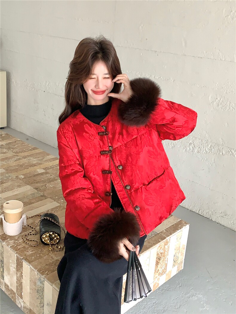 2026冬季新款缎面印花新中式90绒羽绒服2585P335K438,女装羽绒服,浙宝301