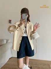 2025年夏季简约百搭衬衣宽松型休闲，女装衬衫，洛丽兰可