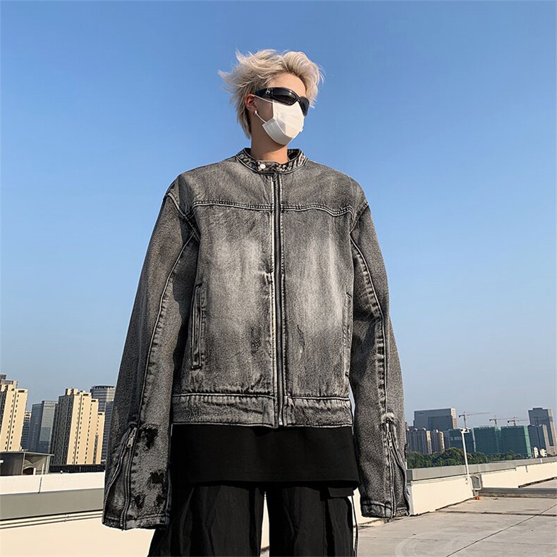 Wt8621-P75美式重工扎染短款牛仔夹克,男装夹克,星座1501-1