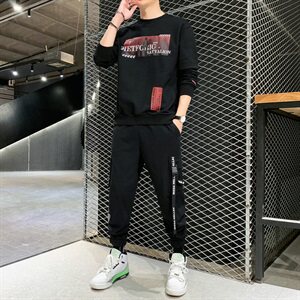 新款春秋男士休闲卫衣ins潮流百搭宽松两件套套装DS988T图片