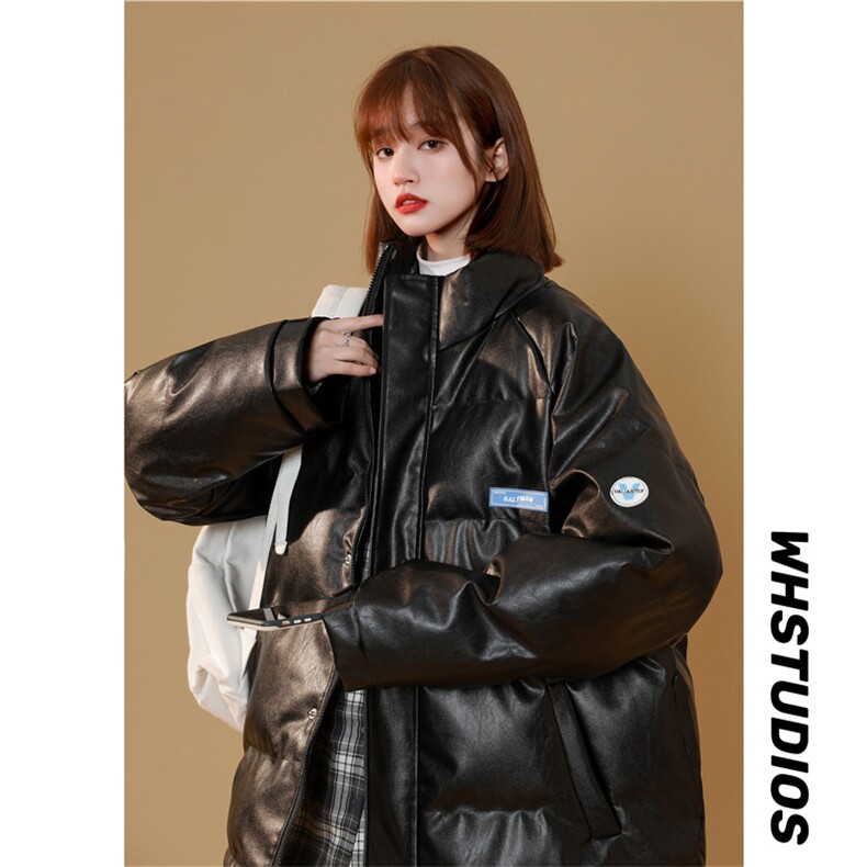 主推差价足  纯色皮面包服PU皮棉衣加厚保暖外套XZ1213-MY16-P110图片