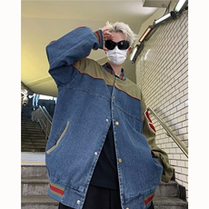 复古流行牛仔外套美式拼接百搭独特棒球服-NC8527，男装工装外套，星座1002-2